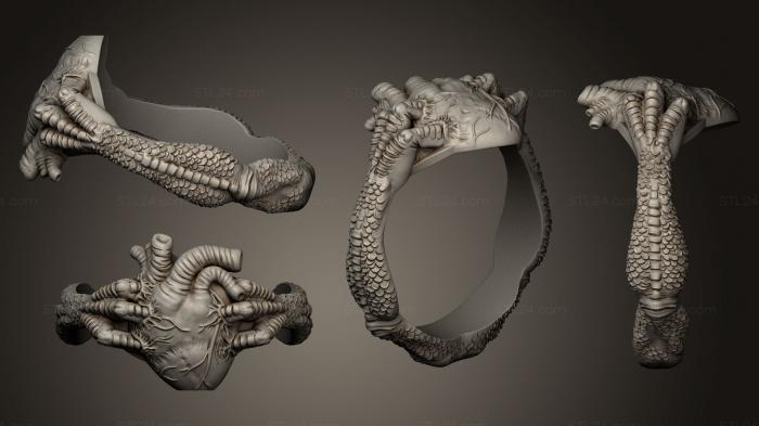 Ювелирные перстни и кольца (Кольцо с сердцем дракона, JVLRP_0062) 3D модель для ЧПУ станка